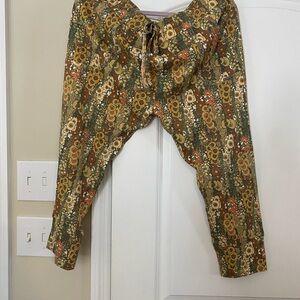 Kate Quinn Yellow and Brown Floral Pants